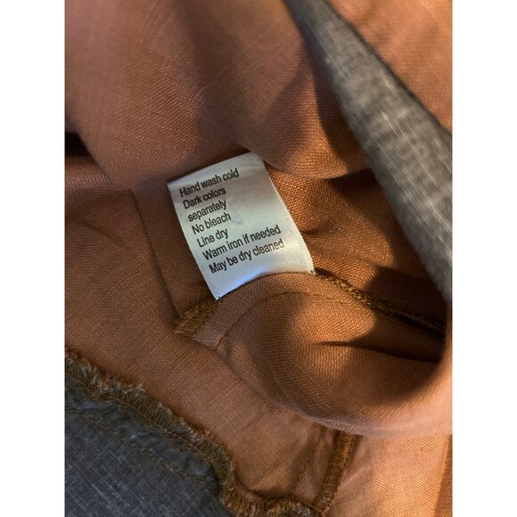 Peacock Ways Linen Blend Tunic Dress Orange Boho Artsy Asymmetrical Hem Embroide - Picture 7 of 14